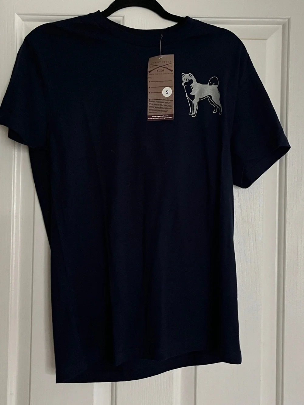 Grunt Style Navy T-Shirt with White Shiba Inu Graphic